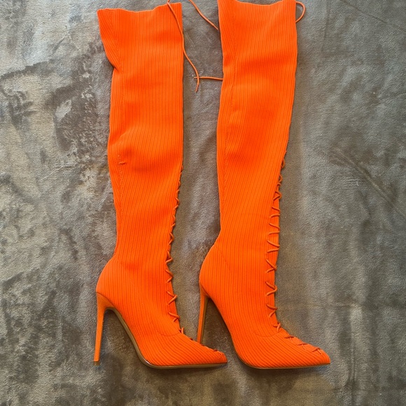 EGO sky high Orange heeled boots - Picture 2 of 7